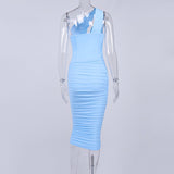 Boho Satin Party Dress, Halter Maxi Backless Dress,Sylvie in Red, White and Brown