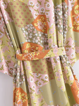 Boho Robe, Kimono Robe,  Beach Cover up, Maryam in Orange, Green and Pink