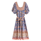 Boho Midi Dress, Sundress, Scilla Elise in Pink and Blue