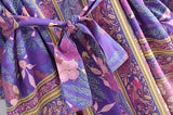 Boho Kimono Robe – “Forest in Purple” Floral Beach Short Cover-Up for Women
