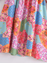 Boho Midi Dress, Sundress, Maryam in Orange, Green and Pink