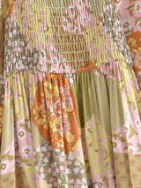 Boho Midi Dress, Sundress, Maryam in Orange, Green and Pink