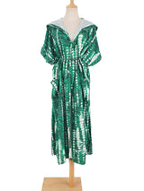 Boho Robe, Beach Cover up, Beach Robe, Black, Hoodie Robe Green Pink Tie Dye Print