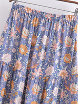 Boho Skirt, Hippie Skirts, Maxi Skirt, Scilla Elise in Pink and Blue