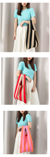 Boho Bag, Eco Tote Bags, Crochet Tote, Knitted Shopper Handbags, Striped in 5 colors