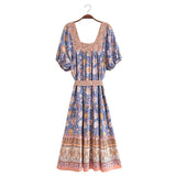 Boho Midi Dress, Sundress, Scilla Elise in Pink and Blue