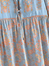 Gown Dress, Boho Maxi Dress, Loose Dress, Blue Maribel Datura