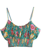 Boho Two Piece Set, Crop Top and Palazzo Pant, Green Petunia