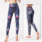 Yoga Legging, Yoga Pants, Boho Legging, Tight with Pocket Forrest in Black Red Flower