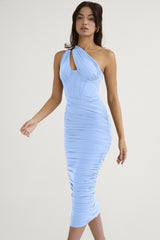 Boho Satin Party Dress, Halter Maxi Backless Dress,Sylvie in Blue, Green and Black