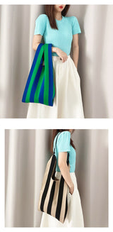 Boho Bag, Eco Tote Bags, Crochet Tote, Knitted Shopper Handbags, Striped in 5 colors