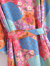 Boho Robe, Kimono Robe,  Beach Cover up, Maryam in Orange, Green and Pink