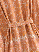 Boho Robe, Kimono Robe,  Beach Cover up, Short Robe, Amaryllis in Pink and Orange