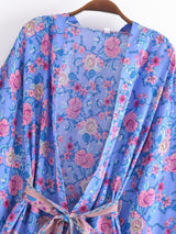 Boho Robe, Kimono Robe,  Beach Cover up, Short Robe, Claire in White, Green, Blue