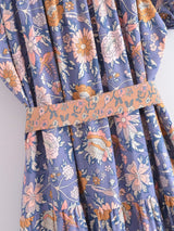 Boho Midi Dress, Sundress, Scilla Elise in Pink and Blue