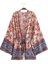 Boho Robe, Kimono Robe,  Beach Cover up, Short Robe, Claire in White, Green, Blue