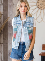 Boho Vest, Denim Vest Women, Felix, Fast Shipping