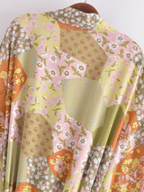 Boho Robe, Kimono Robe,  Beach Cover up, Maryam in Orange, Green and Pink