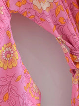 Boho Robe, Kimono Robe,  Beach Cover up, Short Robe, Amaryllis in Pink and Orange