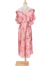 Boho Robe, Beach Cover up, Beach Robe, Black, Hoodie Robe Green Pink Tie Dye Print