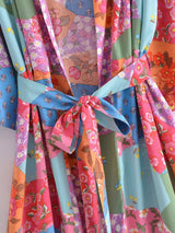 Boho Robe, Kimono Robe,  Beach Cover up, Maryam in Orange, Green and Pink