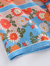 Boho Robe, Kimono Robe,  Beach Cover up, Short Robe, Blue Bird in Red