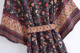 Boho Robe, Kimono Robe,  Beach Cover up, Midnight Garden