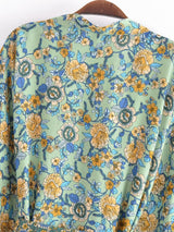 Boho Robe, Kimono Robe,  Beach Cover up, Short Robe, Claire in White, Green, Blue