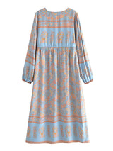 Gown Dress, Boho Maxi Dress, Loose Dress, Blue Maribel Datura