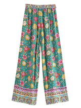 Boho Two Piece Set, Crop Top and Palazzo Pant, Green Petunia