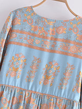 Gown Dress, Boho Maxi Dress, Loose Dress, Blue Maribel Datura