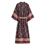 Boho Robe, Kimono Robe,  Beach Cover up, Midnight Garden