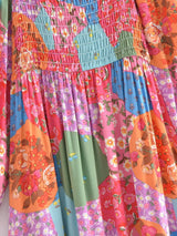 Boho Midi Dress, Sundress, Maryam in Orange, Green and Pink