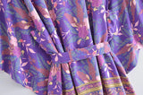 Boho Kimono Robe – “Forest in Purple” Floral Beach Short Cover-Up for Women
