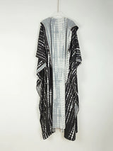 Boho Robe, Beach Cover up, Beach Robe, Black, Hoodie Robe Green Pink Tie Dye Print