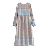 Gown Dress, Boho Maxi Dress, Loose Dress, Blue Maribel Datura