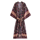 Boho Robe, Kimono Robe,  Beach Cover up, Midnight Garden