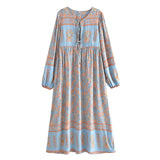 Gown Dress, Boho Maxi Dress, Loose Dress, Blue Maribel Datura