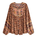 Boho Tops for Women, Boho Top for Women, Boho Blouse, Maryam in Orange, Green and Pink