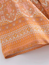 Boho Robe, Kimono Robe,  Beach Cover up, Short Robe, Amaryllis in Pink and Orange