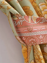 Boho Robe, Kimono Robe, Beach Cover up, Short Robe, Eulalie in Green and Pink