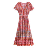 Boho Maxi Dress, Sundress, Pink Rosella