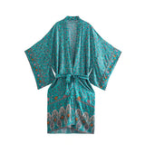Boho Robe, Kimono Robe,  Beach Cover up, Aubrey Scilla in Pink and Green
