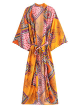 Boho Robe, Kimono Robe, Beach Cover up, Orange Gypsy