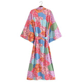 Boho Robe, Kimono Robe,  Beach Cover up, Maryam in Orange, Green and Pink