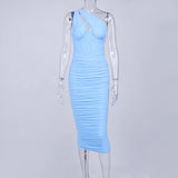 Boho Satin Party Dress, Halter Maxi Backless Dress,Sylvie in Blue, Green and Black