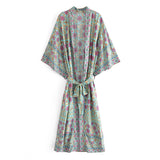 Boho Robe, Kimono Robe, Beach Cover up, Arama in Pine Green