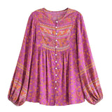 Boho Tops for Women, Boho Top for Women, Boho Blouse, Maryam in Orange, Green and Pink