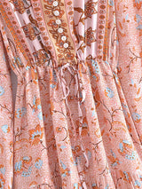 Boho Maxi Dress, Gown, Vacation in River Pink