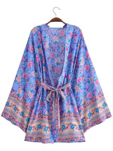 Boho Robe, Kimono Robe,  Beach Cover up, Short Robe, Claire in White, Green, Blue